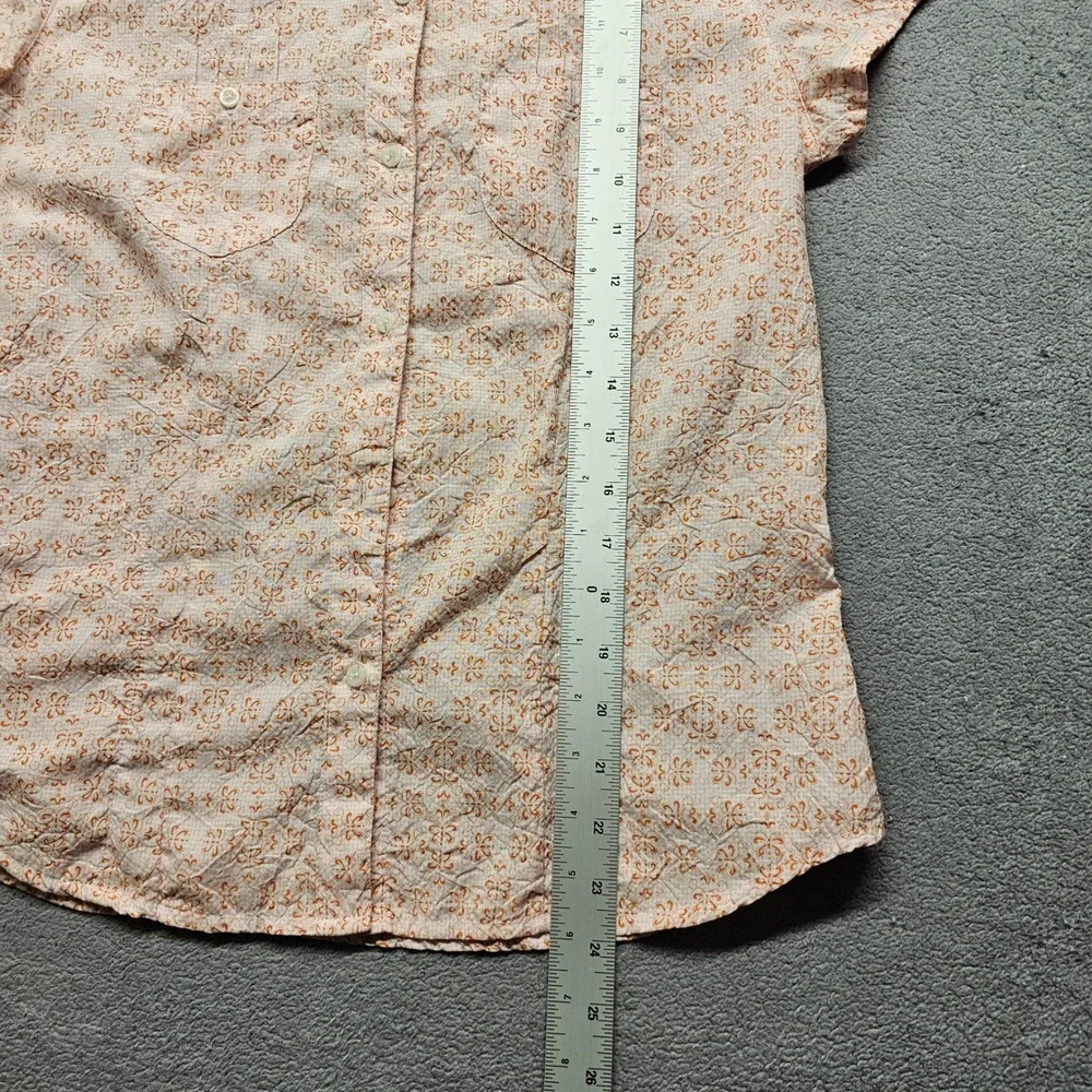 The North Face Shirt Womens M Pink Orange Floral Button-Down Short Sleeve EUC